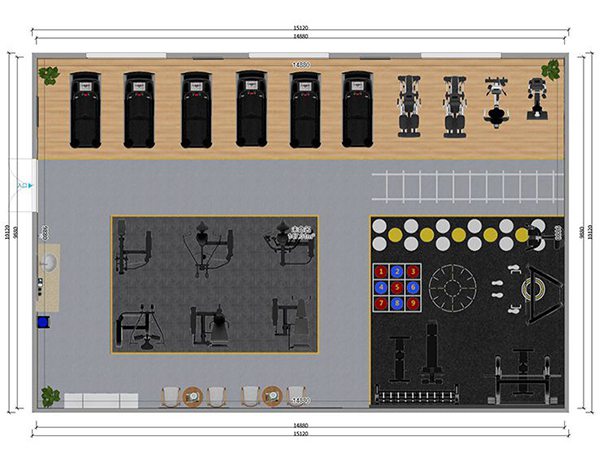 120平方健身房配置方案-广西星空xk体育健身器材有限公司